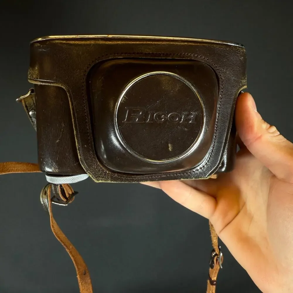 Ricoh S-2 Film Camera Body w/ 45mm f/2.8 Lens W Leather Case, box, Sekonic L-2